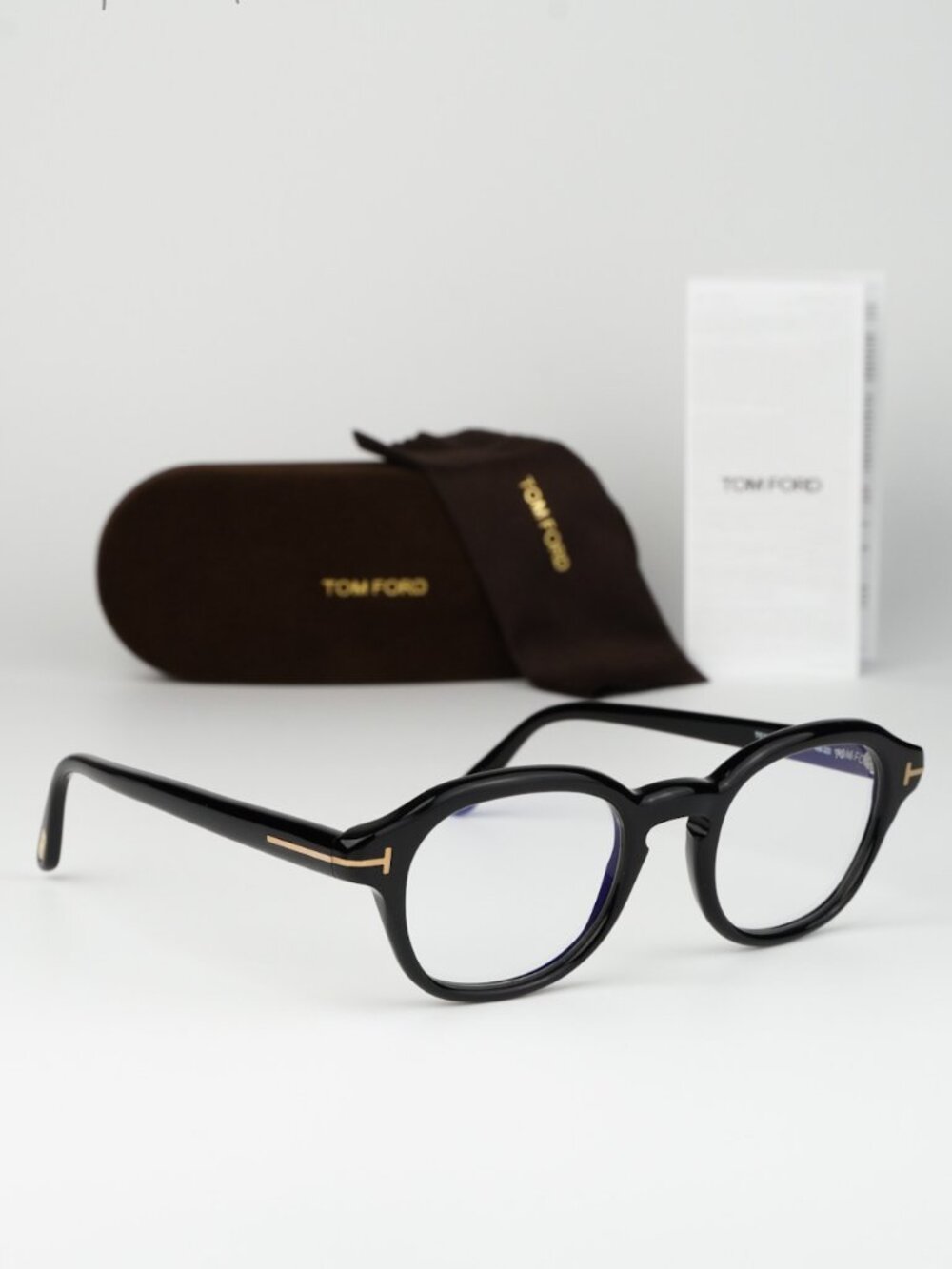 Tom Ford Women Eyeglasses Black Blue Block Round FT5871-B 001 NEW AUTHENTIC